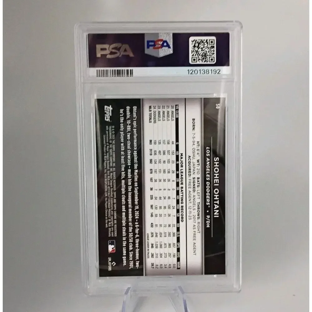 2025 Topps Chrome Black Shohei Ohtani #50 Blue Lava Refractor SP 138/150 PSA